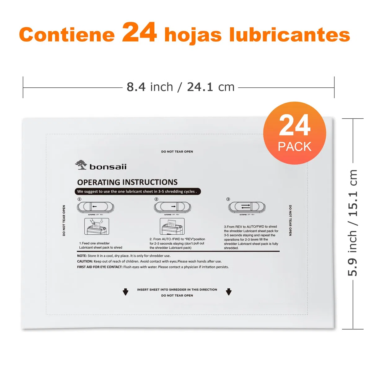 Bonsaii Hojas Lubricantes para Destructoras de Papel,Paquete de 24 (21.4 * 15.1 CM/Pieza)