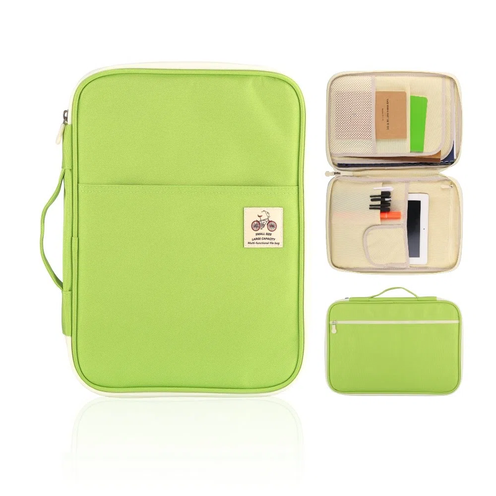 Carpeta de Conferencias - Carpeta de Documentos con Cremallera Organizador de 8 Bolsillos para iPad, Portátiles, Documentos por YOUSHARES(Verde)
