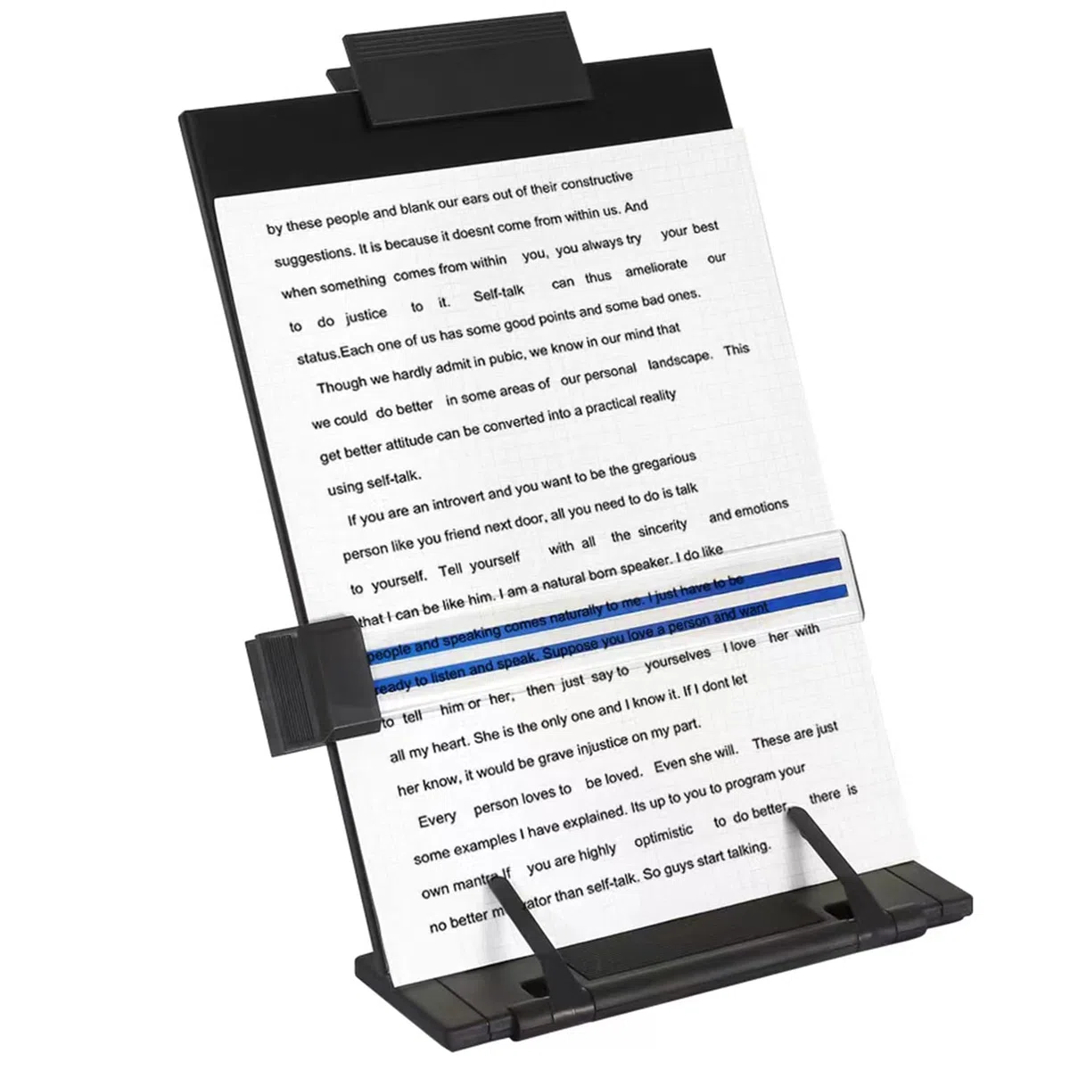 Soporte para documentos de escritorio con 7 posiciones ajustables, organizador de archivos de metal negro para escribir discurso, lectura de discursos, cartas, libros de música, tabletas, oficina, con