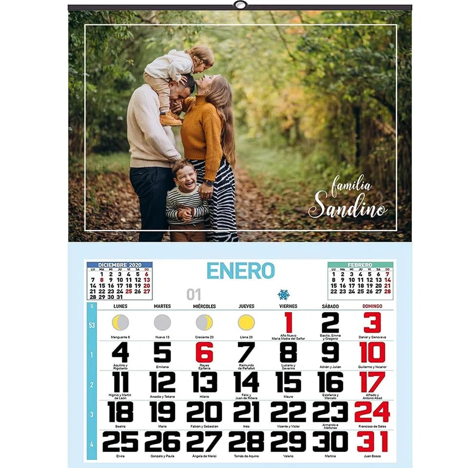 Calendario 2026 de pared personalizado - Tamaño 43,5 x 62 cm. - Diseño Minimalista Elegante - Faldilla mensual de Enero 2026 a Diciembre 2026 - Calendario Números Grandes. ONEPERSONAL