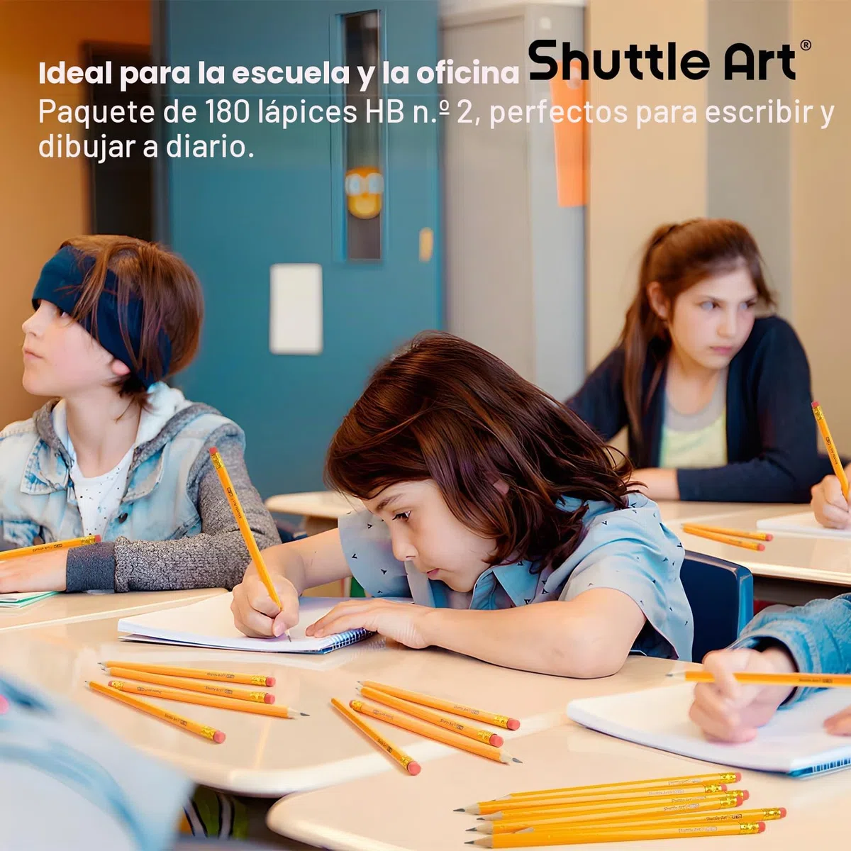 Shuttle Art 180 Lápices HB, Lápices Amarillos Afilados con Gomas de Borrar, Paquete a Granel Lápice de Grafito nº2 hb para Escuela para Escritura, Dibujo y Esbozo