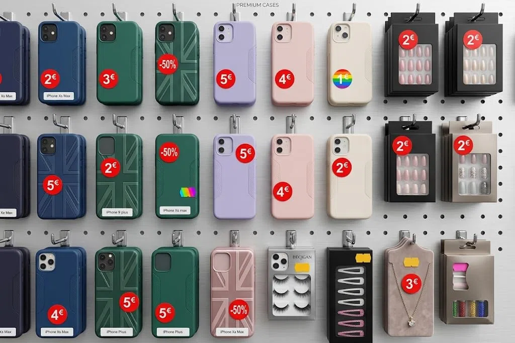 Etiquetas Adhesivas de Precio, 2.500 Pegatinas, 35 mm, Rojo Brillante, 5 Rollos (15€ -2500UDS)