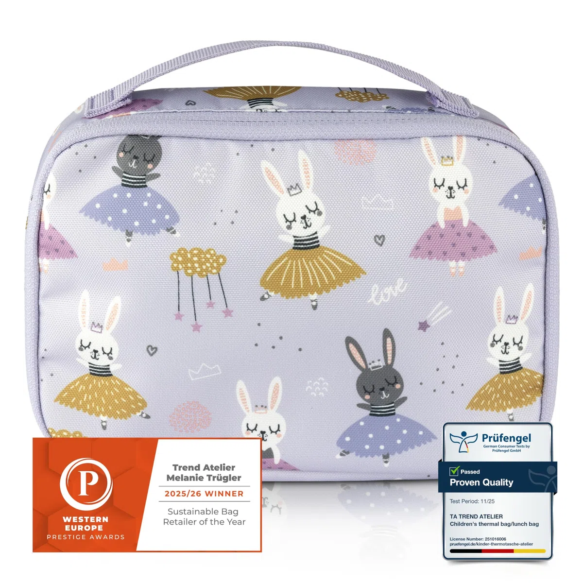 bolsa térmica infantil, bolsa de almuerzo, mini bolsa isotérmica para cosméticos, medicamentos, tentempiés - sostenible (Bailarina-Lila, 21,5 x 14,5 x 6,5 cm)