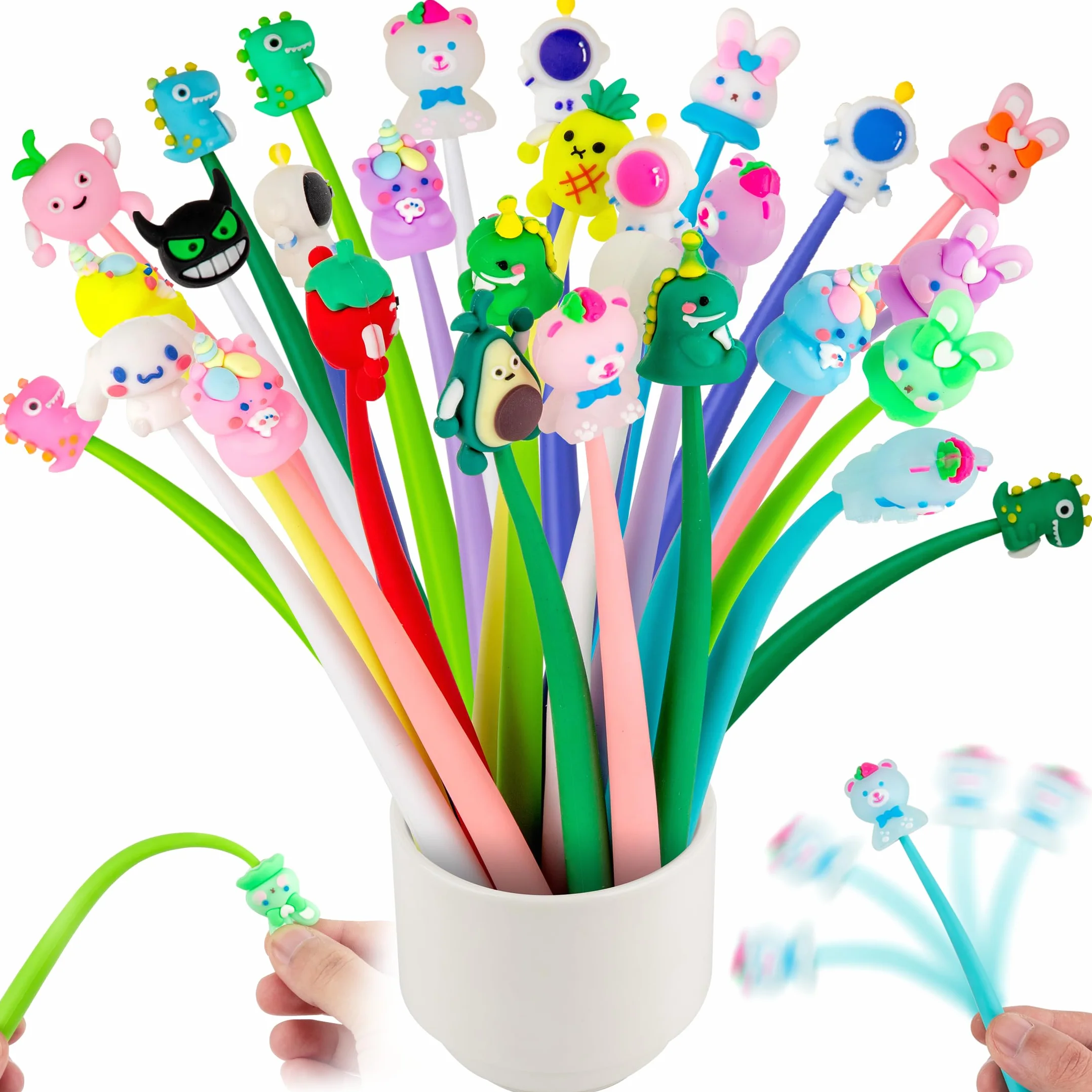 30 Bolígrafos Divertidos para niños,Kawaii Bolígrafo Silicona Animales,Bolígrafos Squishy ayuda,Relajarse, Detalles Cumpleaños Niños,Regalos Cumpleaños Niños Colegio y Fiestas (YYB-30)