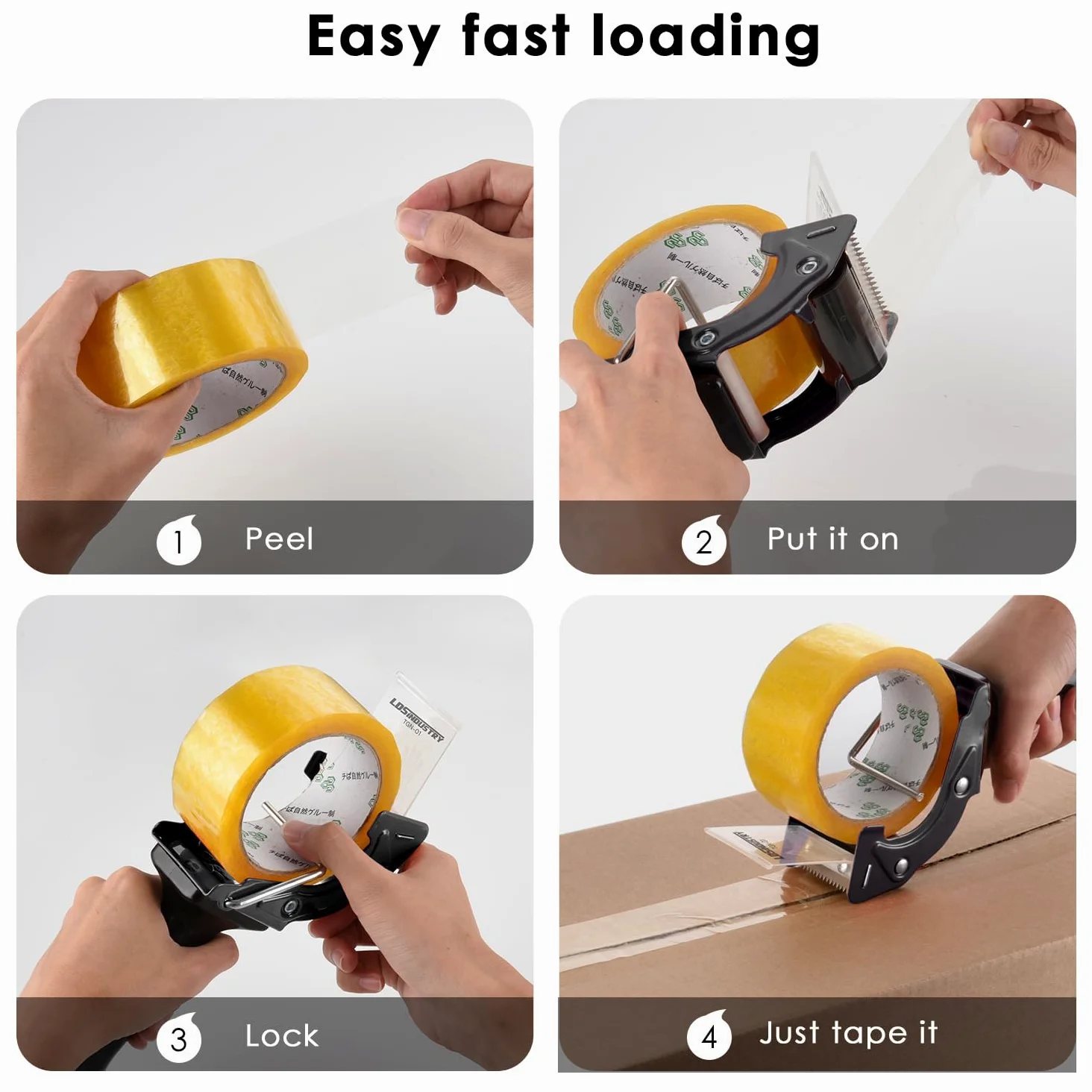 Rapid-Replace - Pistola dispensadora de cinta de embalaje con cinta y hoja extra, 2 pulgadas (50 mm), ligera, ergonómica, industrial, resistente, para cartón, embalaje y sellado de cajas,
