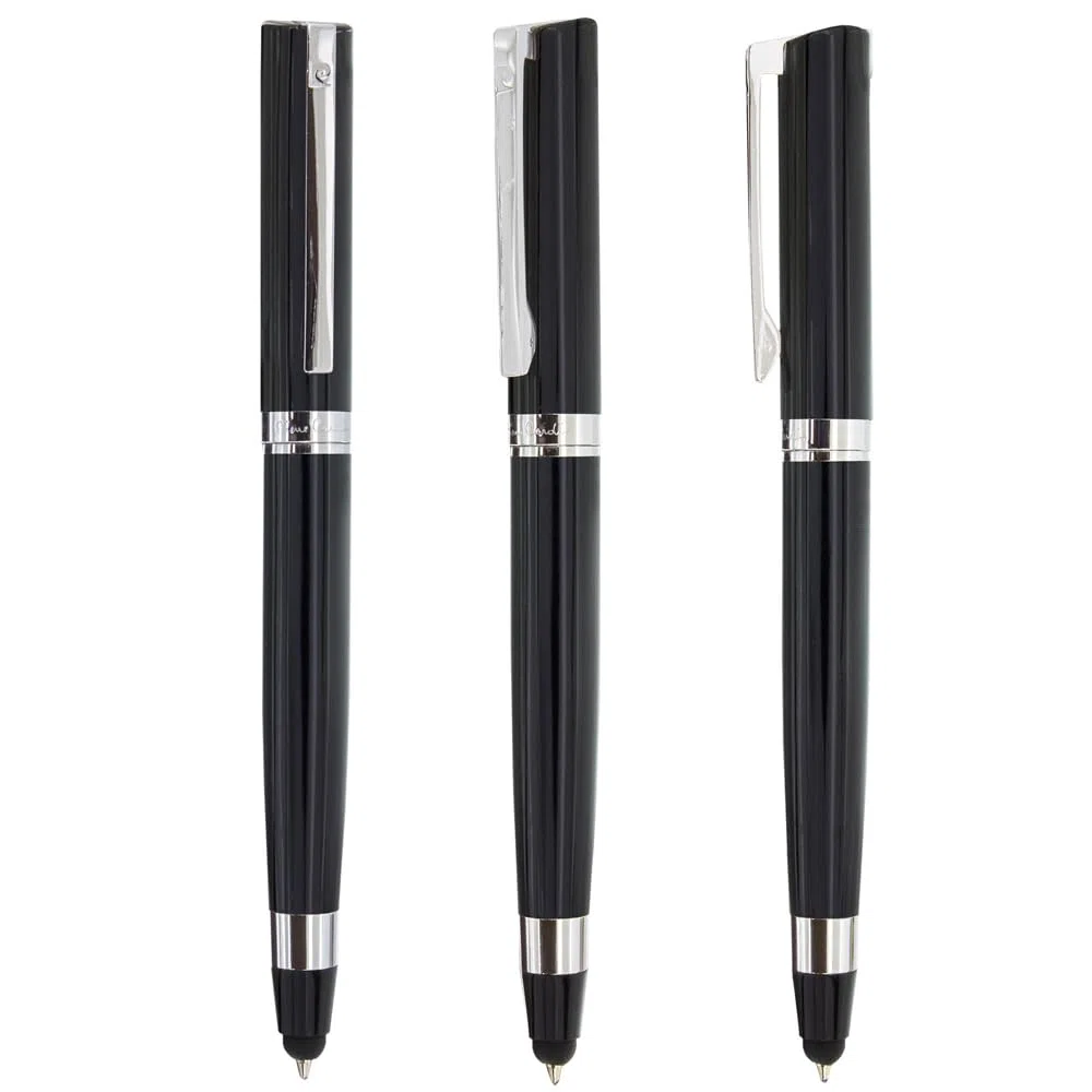 Pierre Cardín - Bolígrafo Personalizado 2 en 1 con Puntero Táctil | Diseño Elegante en Metal Negro | Perfecto para Aniversarios, Cumpleaños y Días Especiales
