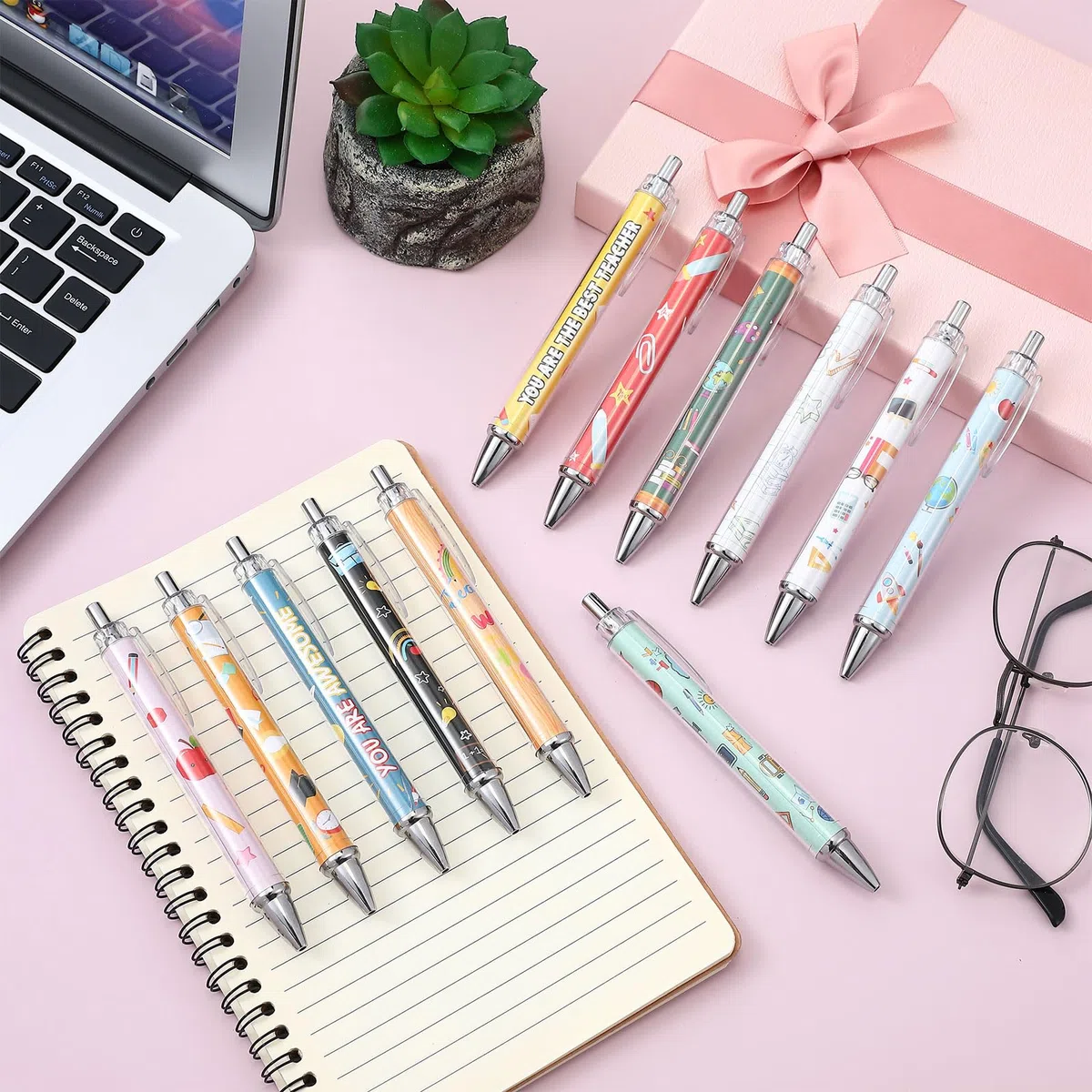 Clabby 12 Piezas Bolígrafos para Profesores Regalos de Agradecimiento para Profesores con Citas Inspiradoras Lindos Bolígrafos de Tinta Negra para Maestro Oficina Para adultos - No es un juguete